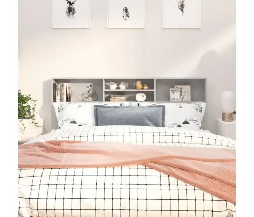 Gultas Galvgalis Ar Plauktu, Betona Pelēks, 180X19X103,5 Cm Vidaxl