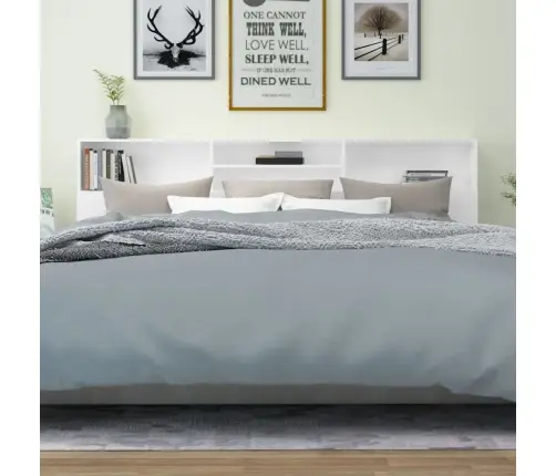 Gultas Galvgalis Ar Plauktu, Balts, 220X19X103,5 Cm Vidaxl