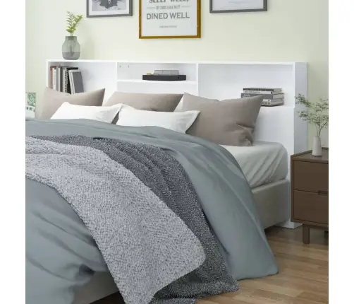 Gultas Galvgalis Ar Plauktu, Balts, 220X19X103,5 Cm Vidaxl