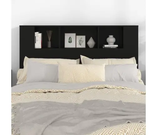 Gultas Galvgalis Ar Plauktu, Melns, 140X18,5X104,5 Cm Vidaxl