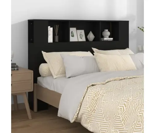 Gultas Galvgalis Ar Plauktu, Melns, 140X18,5X104,5 Cm Vidaxl