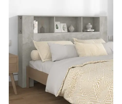 Gultas Galvgalis Ar Plauktu, Betona Pelēks, 160X18,5X104,5 Cm Vidaxl