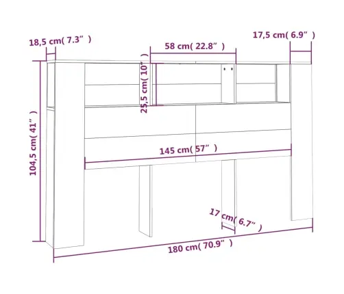 Voodipeatsi Kapp, Valge, 180 X 18,5 X 104,5 Cm
