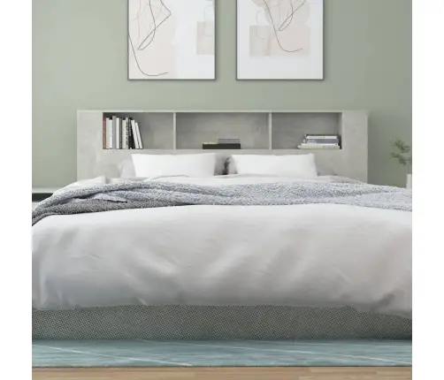 Gultas Galvgalis Ar Plauktu, Betona Pelēks, 200X18,5X104,5 Cm Vidaxl