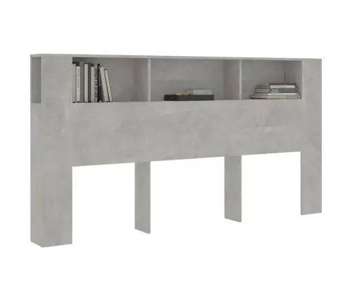 Gultas Galvgalis Ar Plauktu, Betona Pelēks, 200X18,5X104,5 Cm Vidaxl