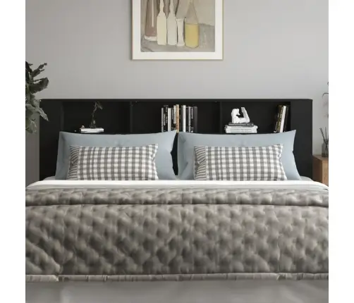 Gultas Galvgalis Ar Plauktu, Melns, 220X18,5X104,5 Cm Vidaxl