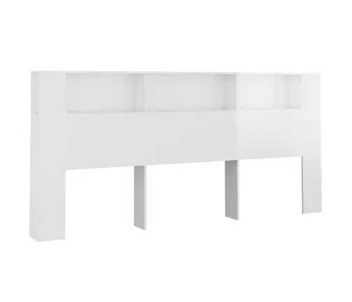 Gultas Galvgalis Ar Plauktu, Spīdīgi Balts, 220X18,5X104,5 Cm Vidaxl