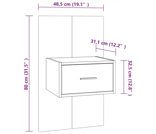 Seinale Kinnitatavad Öökapid 2 Tk Hall Sonoma Tamm