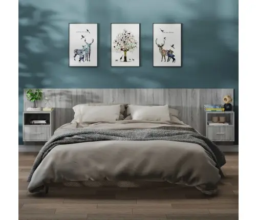 Sienas Naktsskapīši, 2 Gab., Pelēcīga Ozolkoka Krāsa Vidaxl