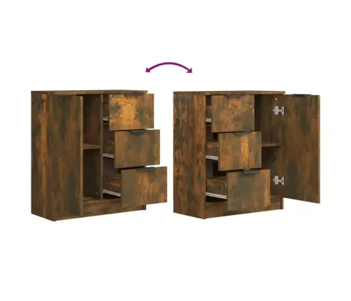 Šoninė Spintelė, Dūminio Ąžuolo, 60X30X70cm Apdirbta Mediena