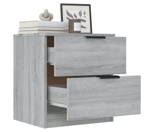 Naktinės Spintelės, 2Vnt., Pilkos Ąžuolo, Apdirbta Mediena