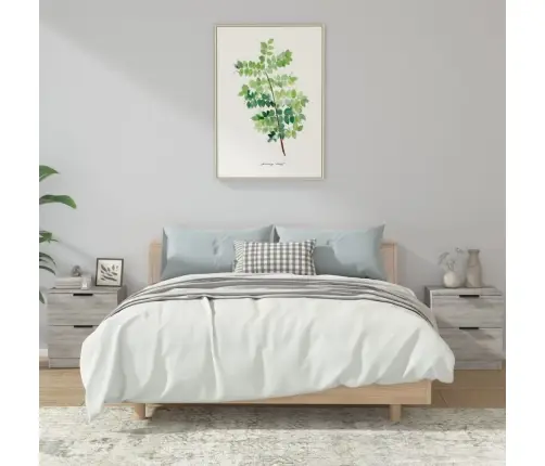 Naktinės Spintelės, 2Vnt., Pilkos Ąžuolo, Apdirbta Mediena