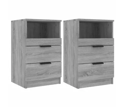 Naktinės Spintelės, 2Vnt., Pilkos Ąžuolo, Apdirbta Mediena