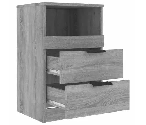 Naktinės Spintelės, 2Vnt., Pilkos Ąžuolo, Apdirbta Mediena