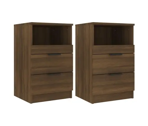 Naktinės Spintelės, 2Vnt., Rudos Ąžuolo, Apdirbta Mediena