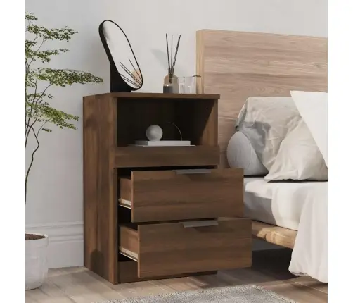 Naktinės Spintelės, 2Vnt., Rudos Ąžuolo, Apdirbta Mediena