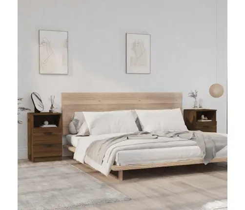 Naktinės Spintelės, 2Vnt., Rudos Ąžuolo, Apdirbta Mediena