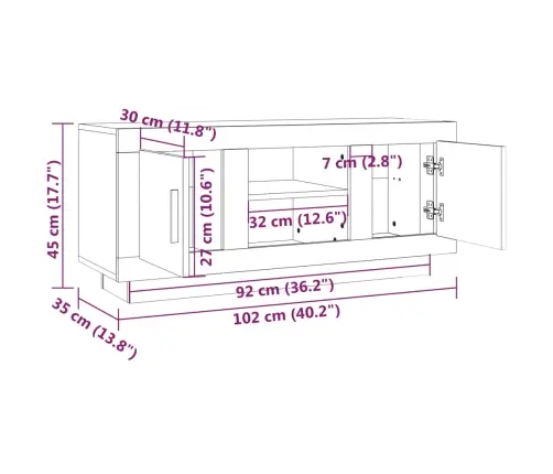 Tv Skapītis, Ozolkoka Krāsa, 102X35X45 Cm, Inženierijas Koks Vidaxl