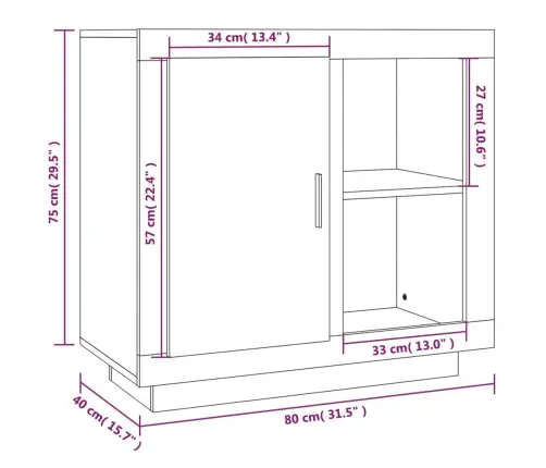 Šoninė Spintelė, Dūminio Ąžuolo Spalvos, 80X40X75Cm