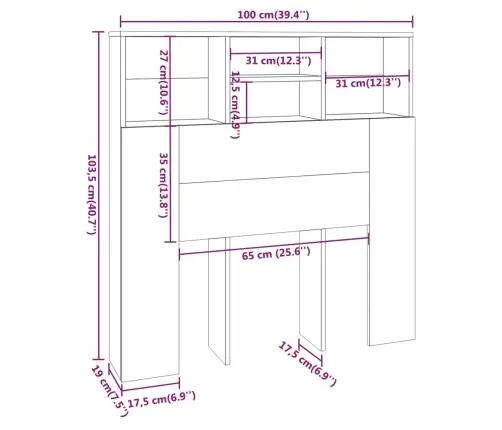 Gultas Galvgalis Ar Plauktu, Ozolkoka Krāsa, 100X19X103,5 Cm Vidaxl Gultas Galvgalis Ar Plauktu, Ozolkoka Krāsa, 100X19X103,5 Cm Vidaxl