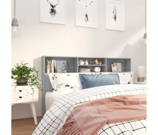 Gultas Galvgalis Ar Plauktu, Pelēcīga Ozola, 180X19X103,5 Cm Vidaxl Gultas Galvgalis Ar Plauktu, Pelēcīga Ozola, 180X19X103,5 Cm Vidaxl