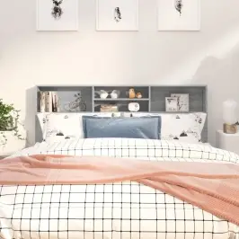 Gultas Galvgalis Ar Plauktu, Pelēcīga Ozola, 180X19X103,5 Cm Vidaxl