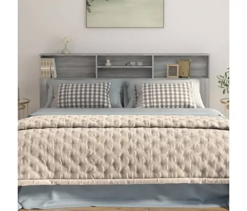 Gultas Galvgalis Ar Plauktu, Pelēcīga Ozolkoka, 200X19X103,5 Cm Vidaxl