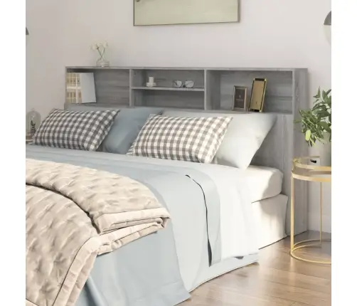 Gultas Galvgalis Ar Plauktu, Pelēcīga Ozolkoka, 200X19X103,5 Cm Vidaxl