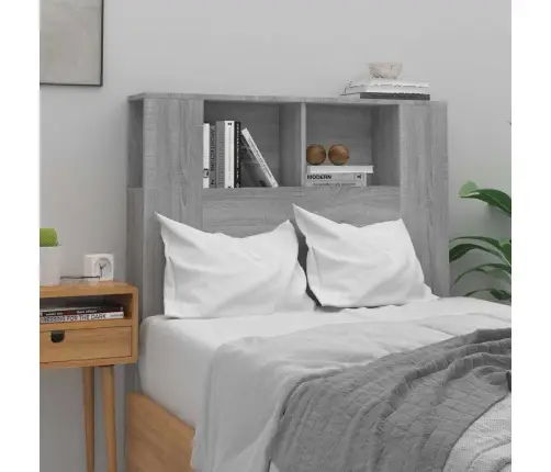 Gultas Galvgalis Ar Plauktu, Pelēcīga Ozola, 100X18,5X102,5 Cm Vidaxl