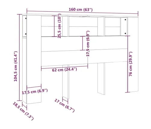 Gultas Galvgalis Ar Plauktu, Ozolkoka Krāsa, 160X18,5X104,5 Cm Vidaxl