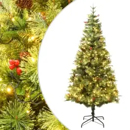 Valgustatud Jõulukuusk Männikäbidega, Roheline, 150 cm Pvc&Pe