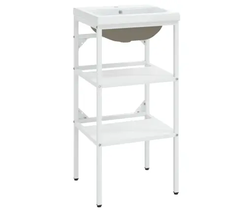 Vannasistabas Skapītis Ar Iebūvētu Izlietni, Balts, Dzelzs Vidaxl