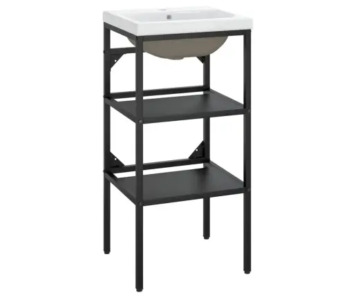 Vannasistabas Skapītis Ar Iebūvētu Izlietni, Melns, Dzelzs Vidaxl