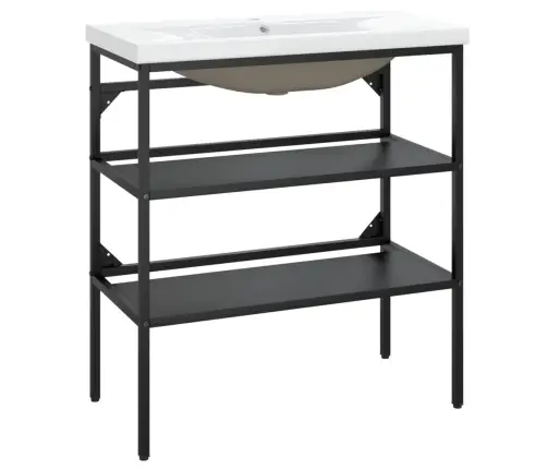 Vannasistabas Skapītis Ar Iebūvētu Izlietni, Melns Dzelzs Vidaxl