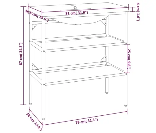 Vannasistabas Skapītis Ar Iebūvētu Izlietni, Melns Dzelzs Vidaxl