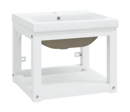 Vannasistabas Skapītis Ar Iebūvētu Izlietni, Balts, Dzelzs Vidaxl