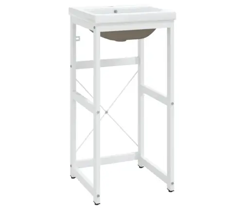 Vannasistabas Plaukts Ar Iebūvētu Izlietni, Balts, Dzelzs Vidaxl