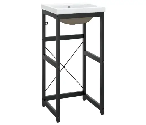 Vannasistabas Skapītis Ar Iebūvētu Izlietni, Melns, Dzelzs Vidaxl