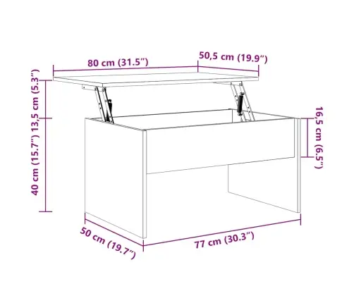 Kafijas Galdiņš, Melns, 80X50,5X41,5 Cm, Inženierijas Koks Vidaxl