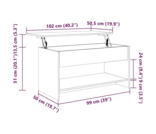 Kafijas Galdiņš, Ozola Krāsa, 102X50X52,5 Cm, Inženierijas Koks Vidaxl Kafijas Galdiņš, Ozola Krāsa, 102X50X52,5 Cm, Inženierijas Koks Vidaxl