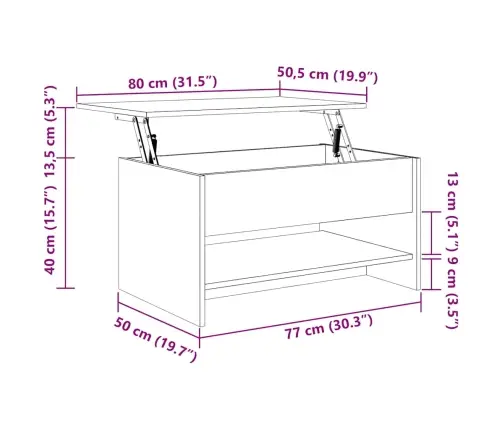Kafijas Galdiņš, Balts, 80X50X40 Cm, Inženierijas Koks Vidaxl