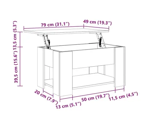 Kafijas Galdiņš, Balts, 79X49X41 Cm, Inženierijas Koks Vidaxl