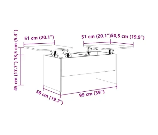 Kafijas Galdiņš, Balts, 102X50,5X46,5 Cm, Inženierijas Koks Vidaxl