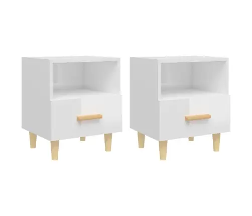 Naktinės Spintelės, 2Vnt., Baltos, 40X35X47cm Blizgios