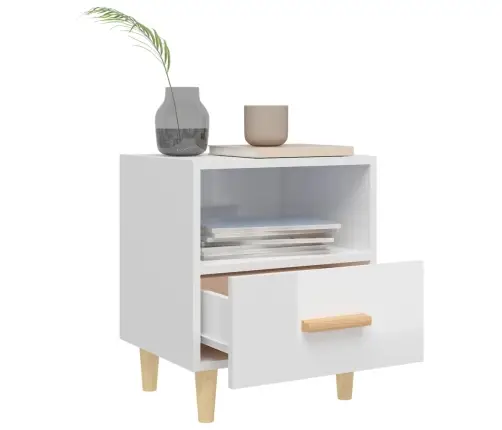 Naktinės Spintelės, 2Vnt., Baltos, 40X35X47cm Blizgios