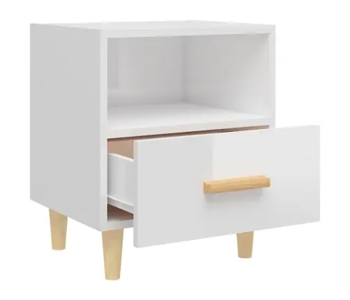 Naktinės Spintelės, 2Vnt., Baltos, 40X35X47cm Blizgios