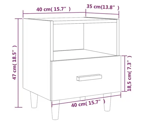 Naktinės Spintelės, 2Vnt., Baltos, 40X35X47cm Blizgios