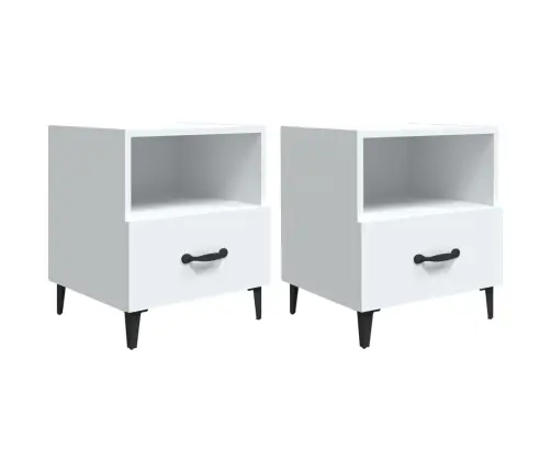 Naktsskapīši, 2 Gab., Balti, Inženierijas Koks Vidaxl