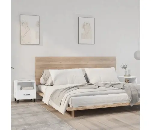 Naktsskapīši, 2 Gab., Balti, Inženierijas Koks Vidaxl