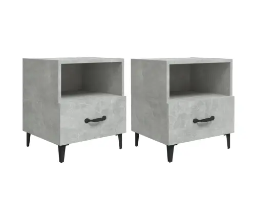 Naktinės Spintelės, 2Vnt., Betono Pilkos, Apdirbta Mediena